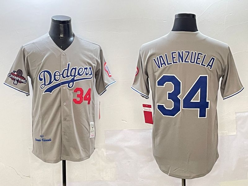 Men Los Angeles Dodgers 34 Valenzuela Grey Throwback Game 2025 Nike MLB Jersey style 3132